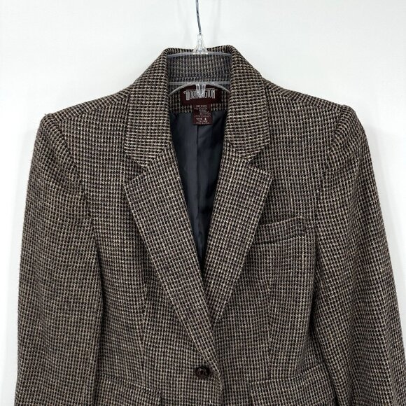 Womens Vintage 70s wool tweed Worthington brown plaid academia Blazer - Picture 3 of 8